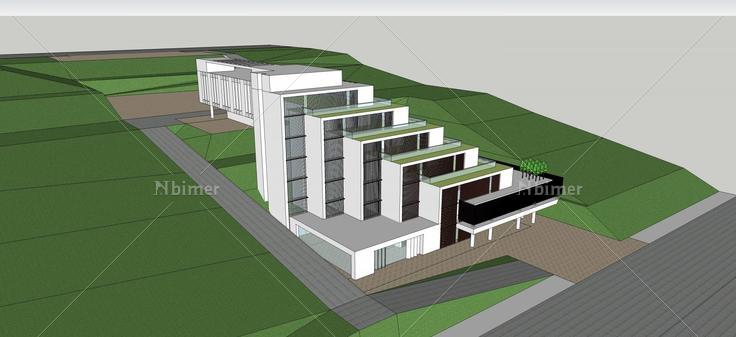 现代坡地办公楼(51068)su模型下载