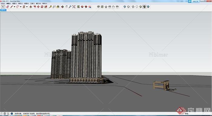 某现代高层商住小区住宅建筑设计su模型