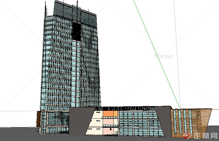 某现代高层商业建筑楼设计SU模型素材