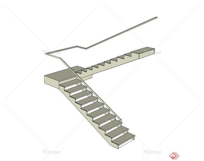 现代双向简约楼梯设计SU模型[原创]
