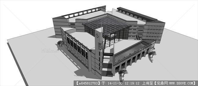 福州大学图书馆建筑设计su模型