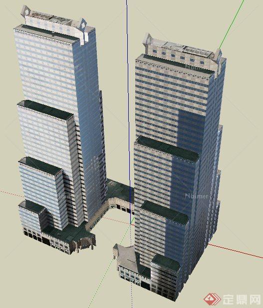 一幢现代高层办公楼建筑设计SU模型