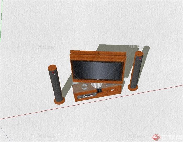 家庭影院电视、音响组合设计su模型