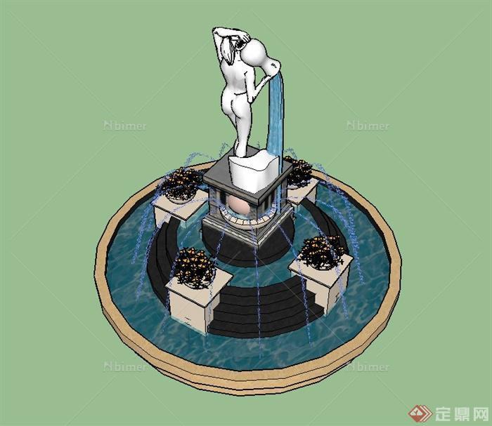 某园林景观水景雕塑设计SU模型