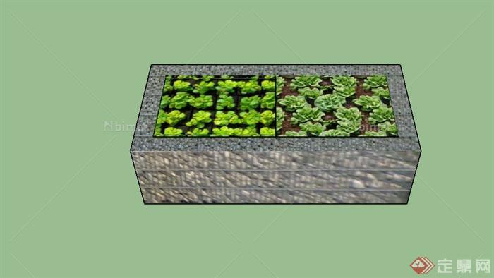 长方形种植花池设计su模型[原创]