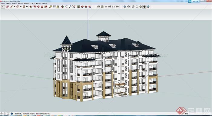 某欧式住宅楼建筑设计SU模型（2）