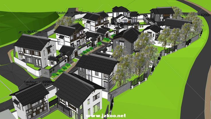 新农村中式住宅群落SketchUp模型