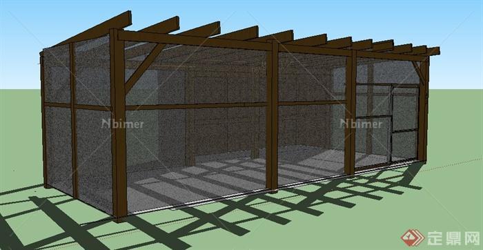 现代木质廊架su单体模型[原创]