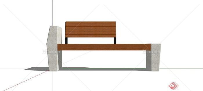 现代石材木条靠背椅子设计SU模型[原创]