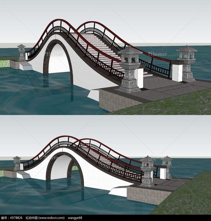 古典拱桥su模型