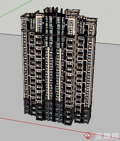 某现代风格高层住宅建筑SU模型