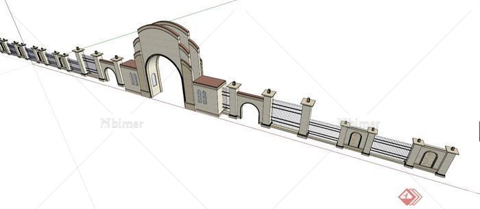 简欧拱门围墙设计SU模型