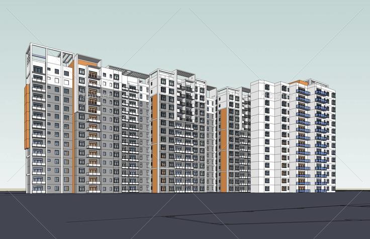 现代高层住宅楼(46994)su模型下载