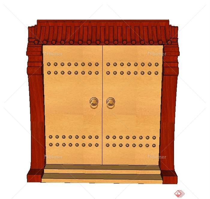 古典中式入口门花锤门设计SU模型