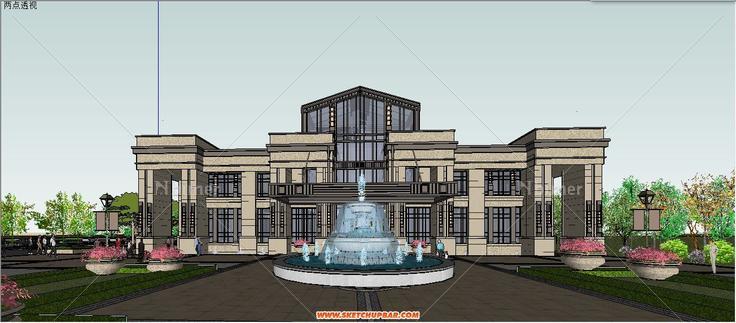 新古典会所第四轮-景观建筑全模