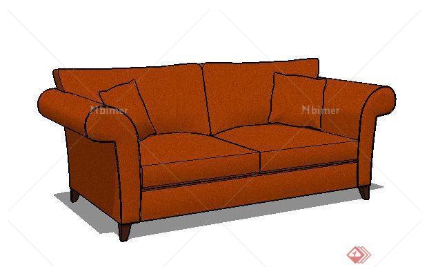 现代双人沙发设计su模型[原创]