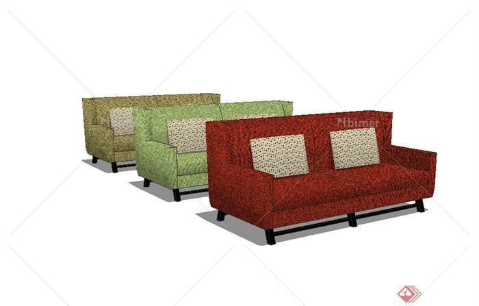 现代风格三种不同的材质沙发设计SU模型[原创]