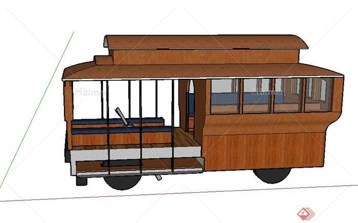 某木质观景小火车设计SU模型