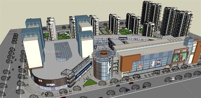 现代商业街 住宅概念方案SketchUp精致设计模型[