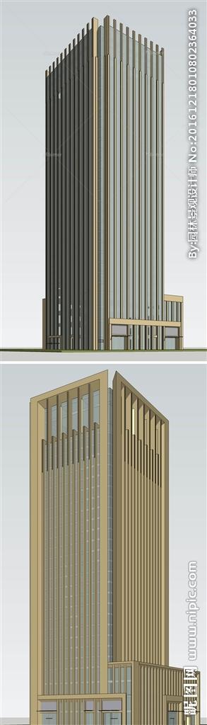 高层办公楼建筑草图大师SU模型图片