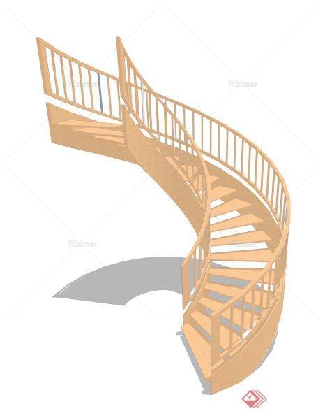 现代简约旋转楼梯设计su模型
