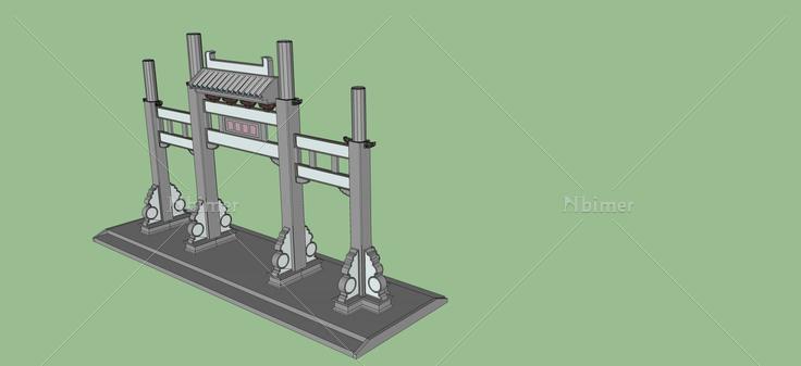 中式牌坊(45122)su模型下载