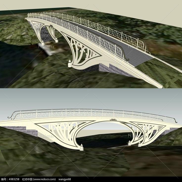 壮观拱形桥SU模型