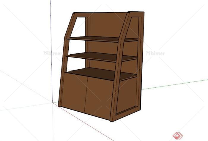 现代梯形陈设储物柜设计SU模型
