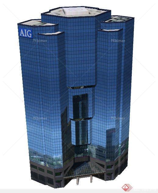 现代华纳中心商业建筑设计SU模型