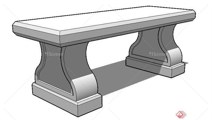 一个现代风格石质坐凳SU素材模型