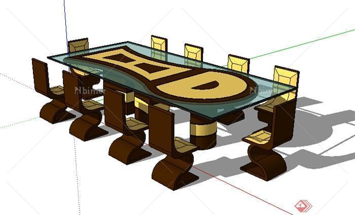 现代风格办公会议桌椅设计su模型