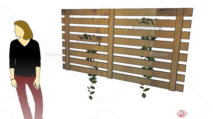 某园林景观壁挂式木制花架SU模型