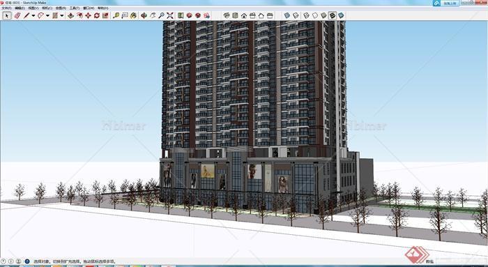 某商住楼建筑设计SU模型（1）