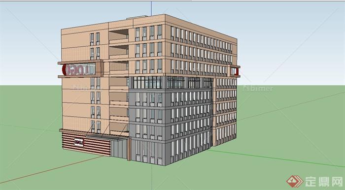 某高层方形写字楼建筑设计su模型