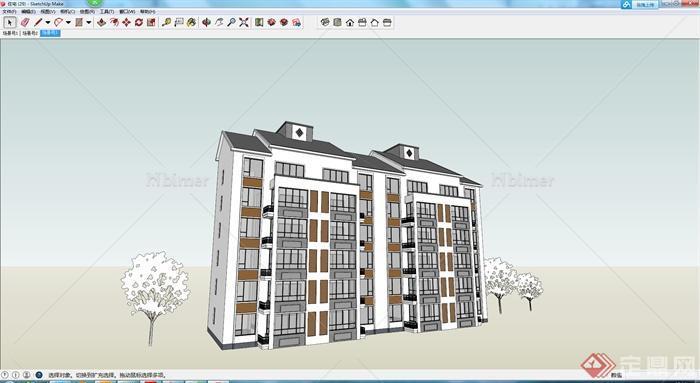 某六层住宅建筑设计SU模型1