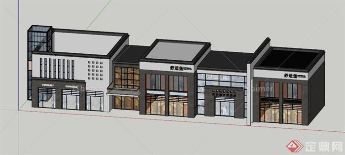 现代双层商业楼建筑设计SU模型