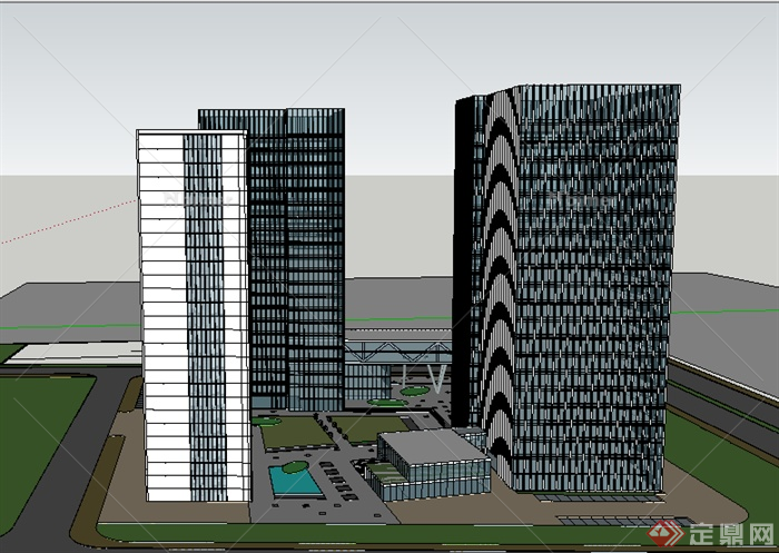 某个现代高层商业建筑设计SU模型素材