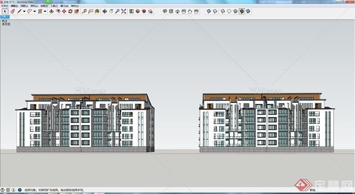某现代风格住宅建筑设计方案SU模型16