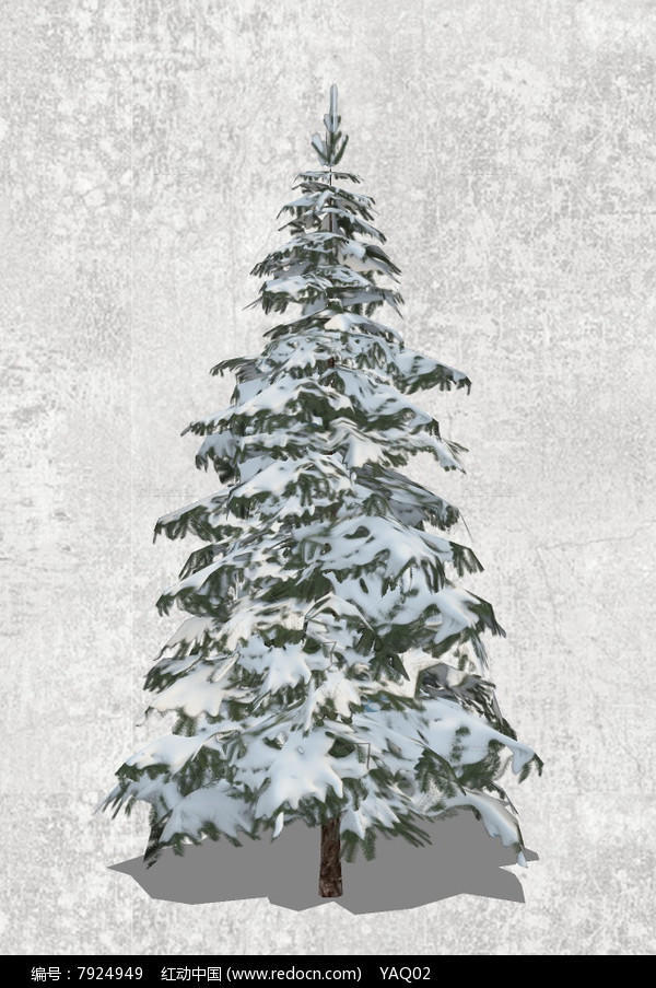 雪中松树SU模型