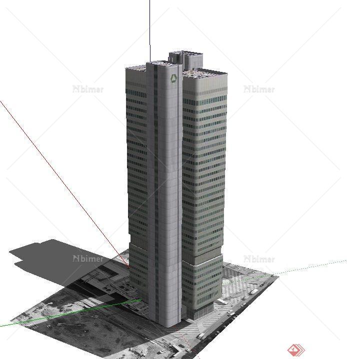 某现代银色高层办公建筑设计SU模型