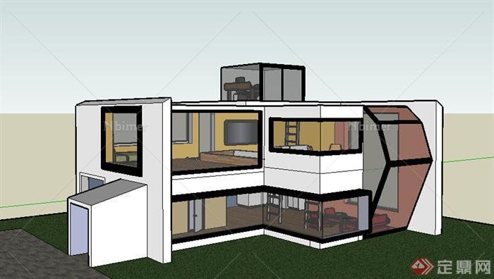 某居住建筑设计SU模型素材（含室内设计）