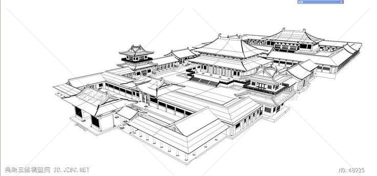 汉唐风古建寺庙建筑宗教 su模型 3d