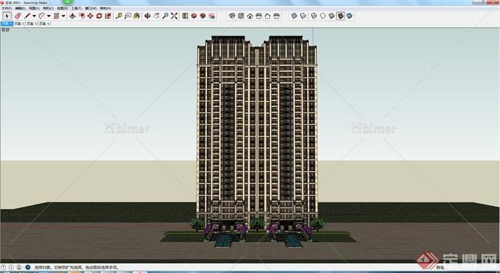 某双拼高层住宅建筑设计SU模型