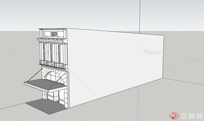 某欧式两层小型商铺建筑设计SU模型
