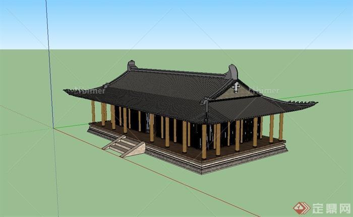 古典中式风格传统文化建筑楼设计su模型[原创]