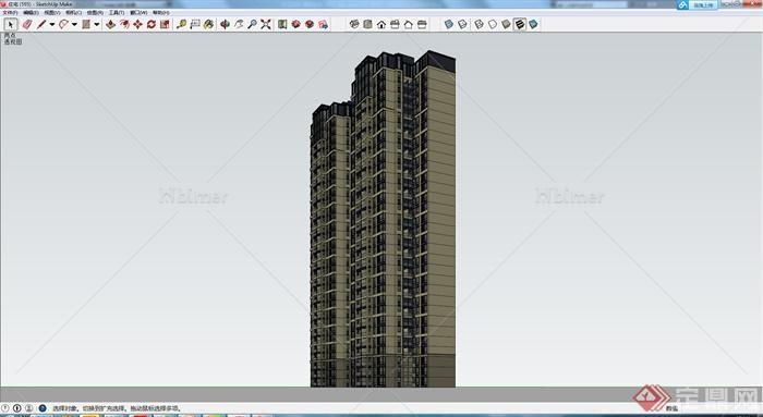 某地区高层住宅建筑设计SU模型素材