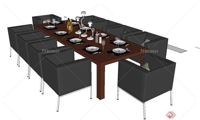 某餐厅10人餐桌椅设计SU模型