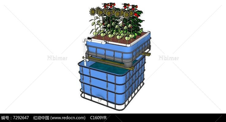 生态种植蓄水养鱼池SU模型