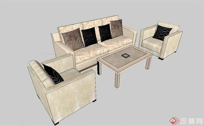 现代风格住宅室内客厅沙发座椅设计su模型