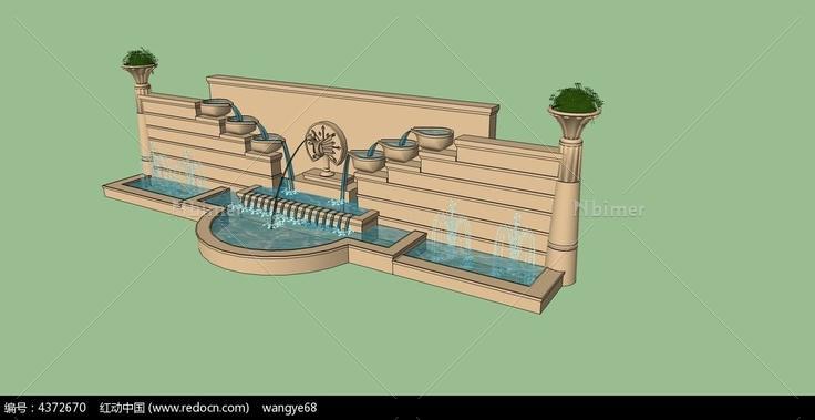 欧式创意水景喷池SU模型